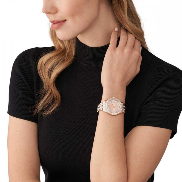 Michael Kors Ladies Harlowe 38mm Stone Set Rose Gold Watch