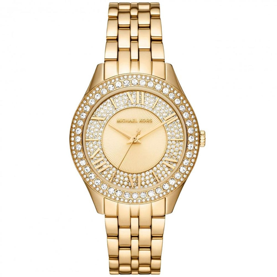 Michael Kors Ladies Harlowe Gold Plated Stone Set Bracelet Watch