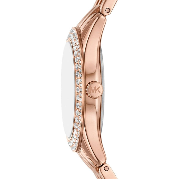 Michael Kors Ladies Harlowe Rose Plated Mother of Pearl Dial Watch
