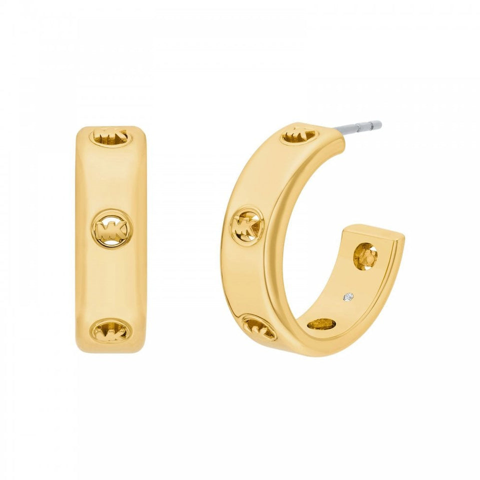 Michael Kors Ladies Kors MK Gold Toned Hoop Earrings