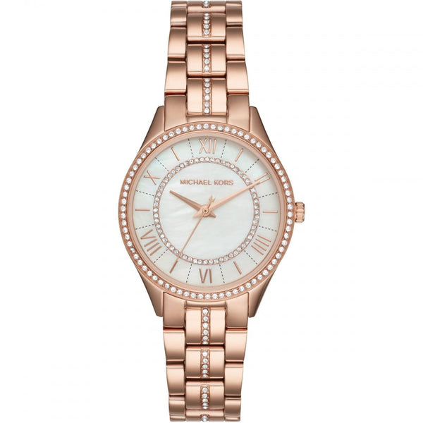 Michael Kors Ladies Lauryn 33mm Rose Gold Plated Stone Set Watch