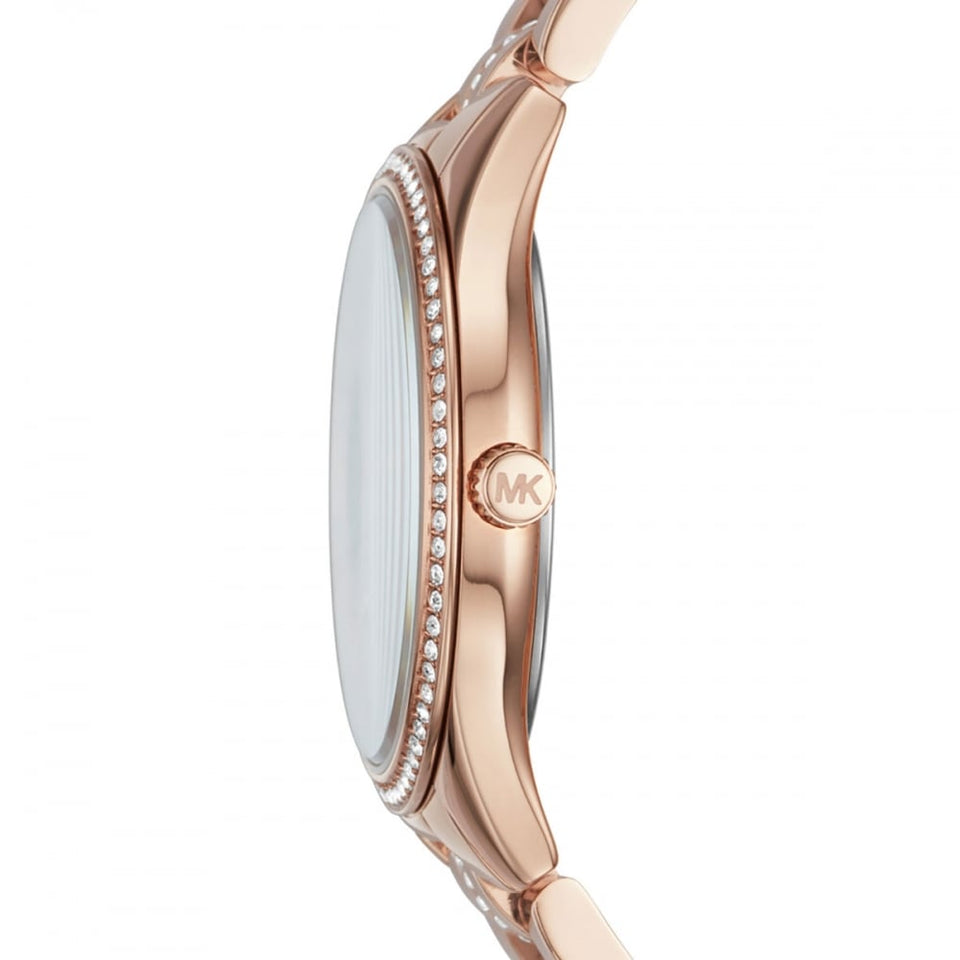 Michael Kors Ladies Lauryn 33mm Rose Gold Plated Stone Set Watch