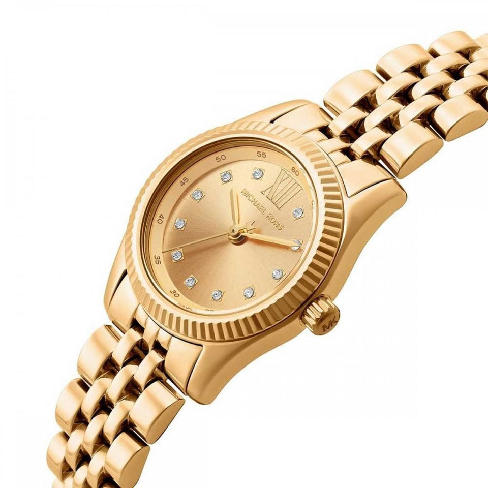 Michael Kors Ladies Lexington 26mm Stone Set Gold Plated Watch