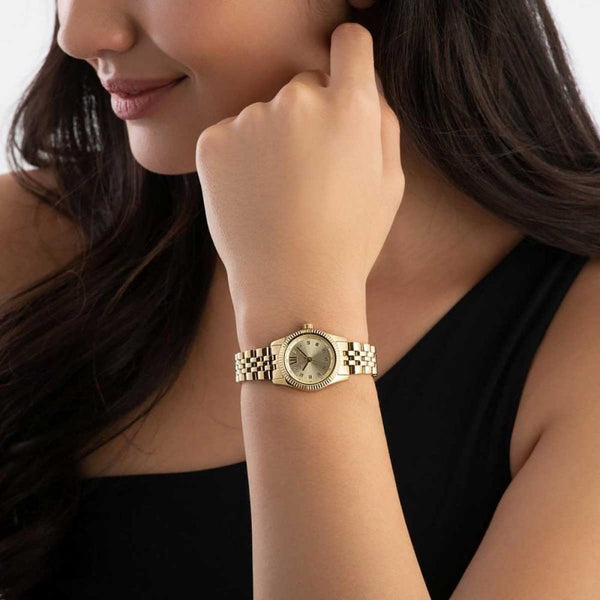 Michael Kors Ladies Lexington 26mm Stone Set Gold Plated Watch