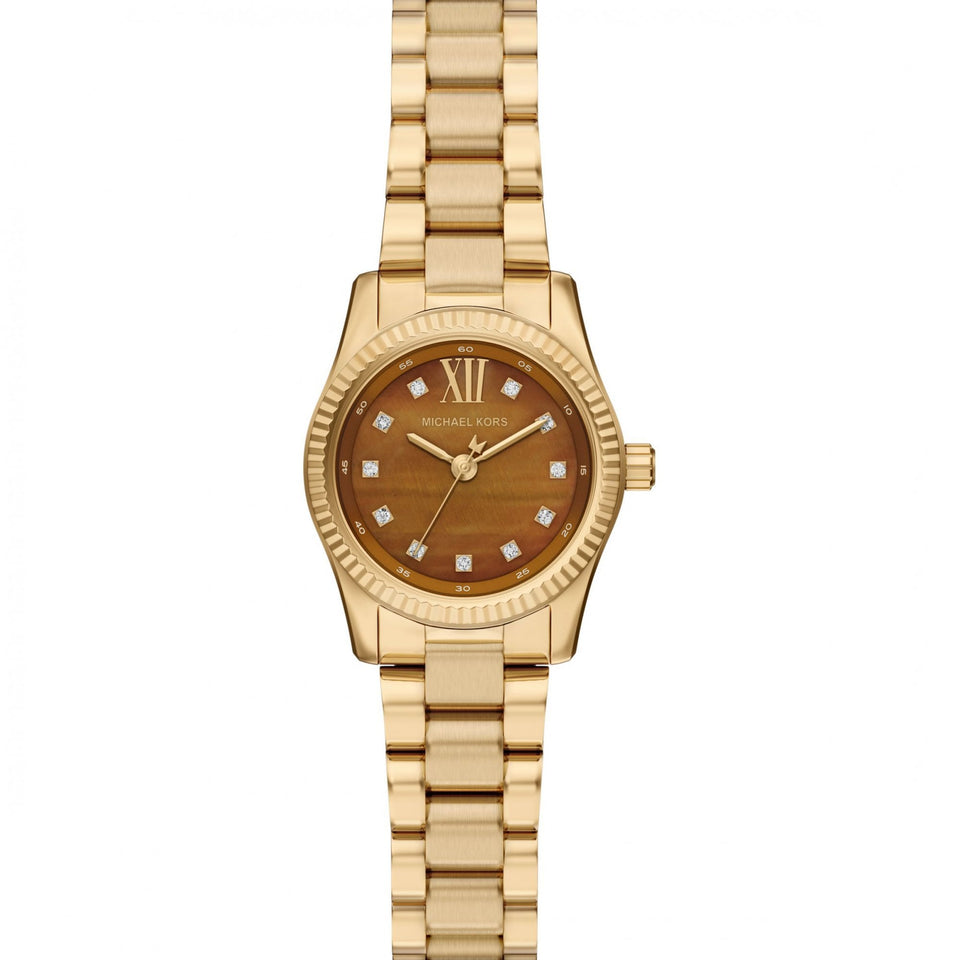 Michael Kors Ladies Lexington Brown Dial Gold Tone Watch