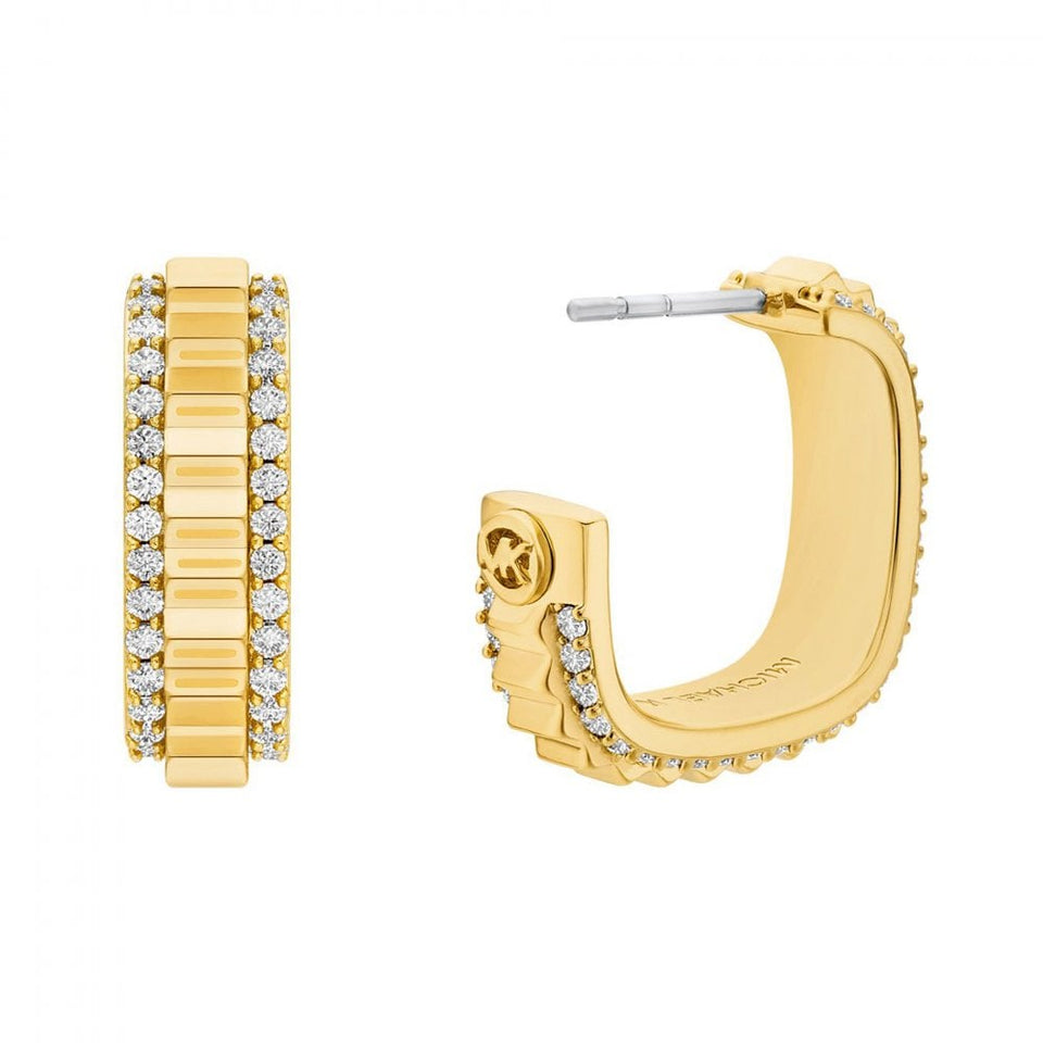 Michael Kors Ladies Lexington Gold Tone Stone Set Hoop Earrings