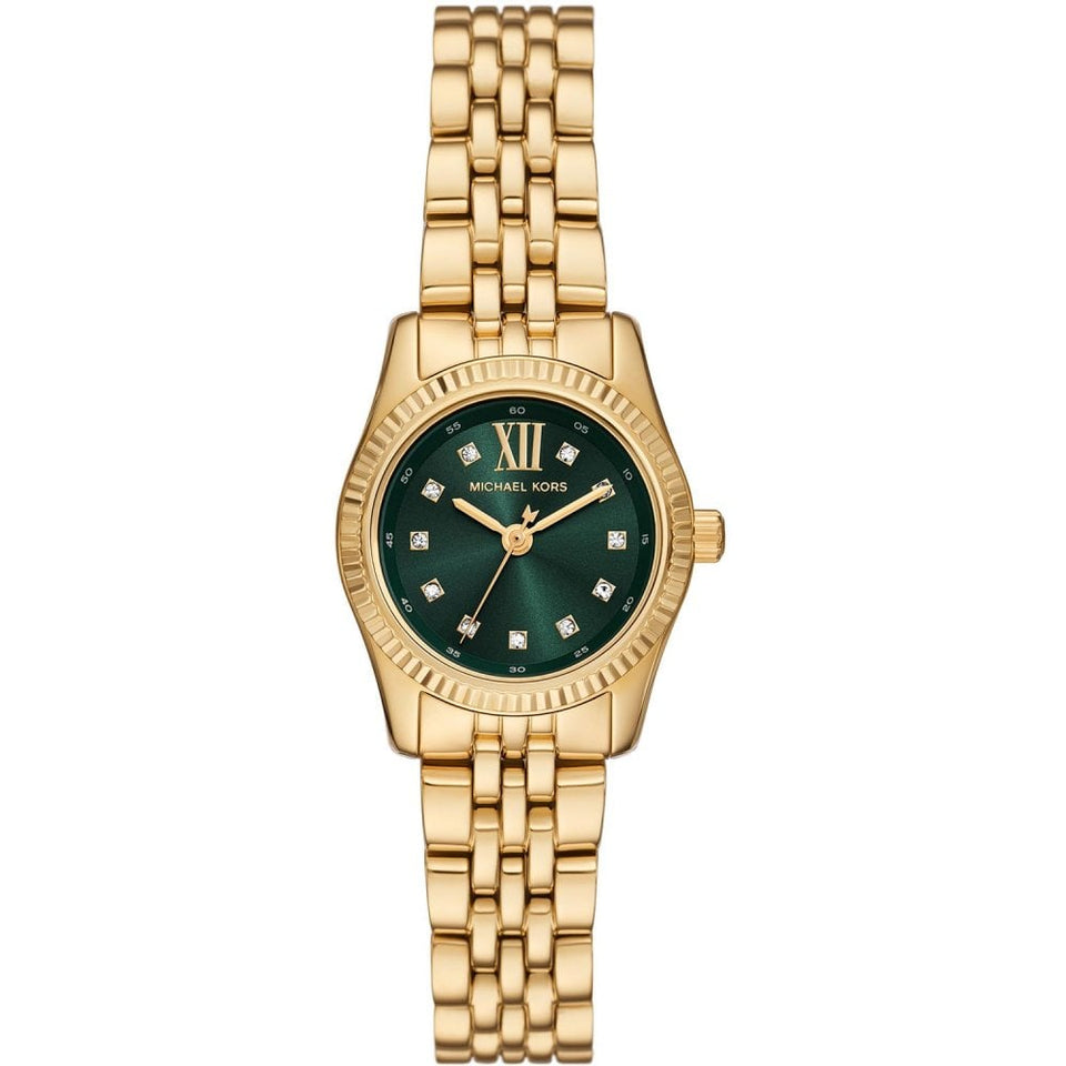 Michael Kors Ladies Lexington Green Dial 26mm Bracelet Watch
