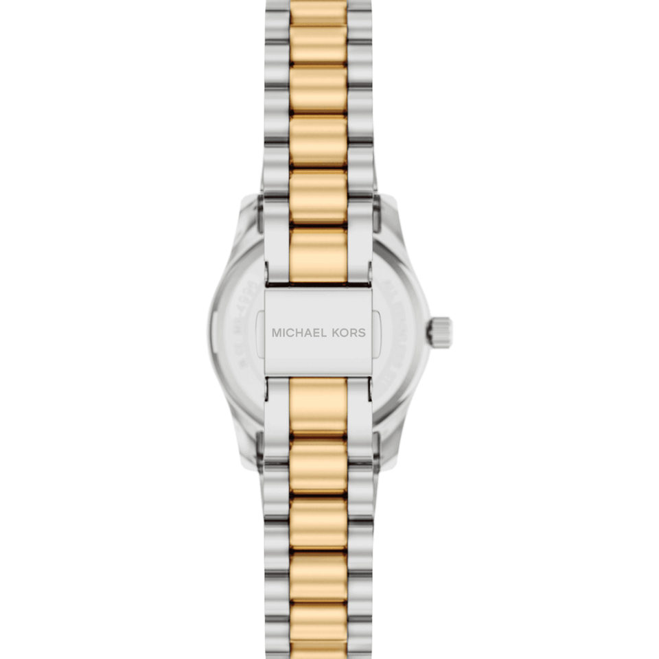 Michael Kors Ladies Lexington Stone Set Blue Dial Two Tone Bracelet Watch