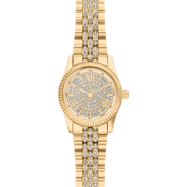 Michael Kors Ladies Lexington Stone Set Dial Gold Plated Watch