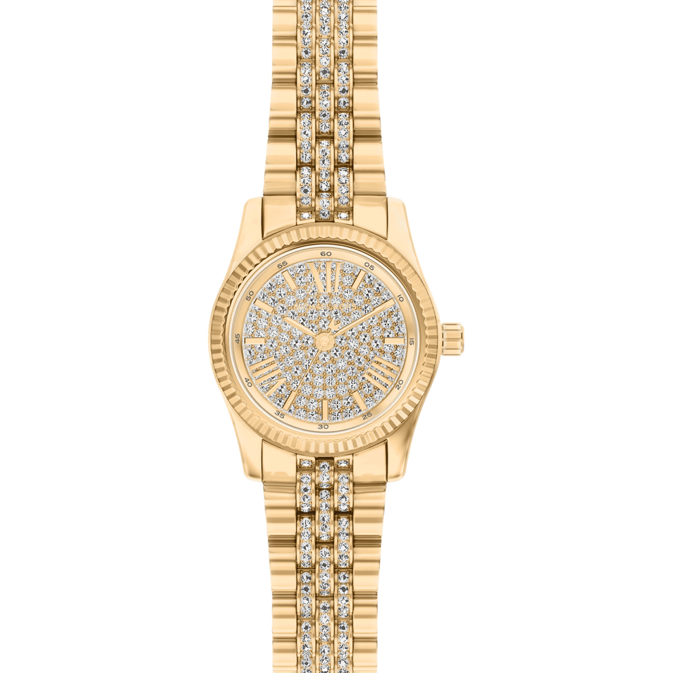 Michael Kors Ladies Lexington Stone Set Dial Gold Plated Watch