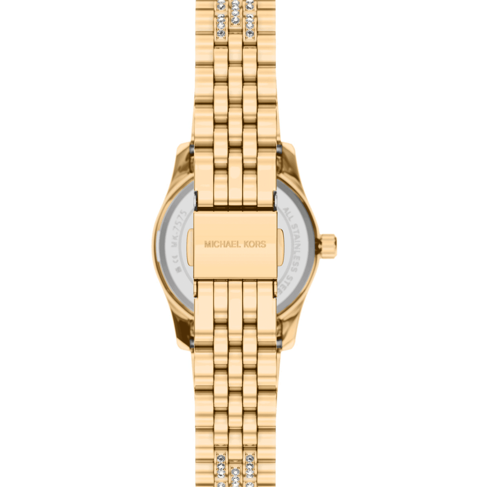 Michael Kors Ladies Lexington Stone Set Dial Gold Plated Watch
