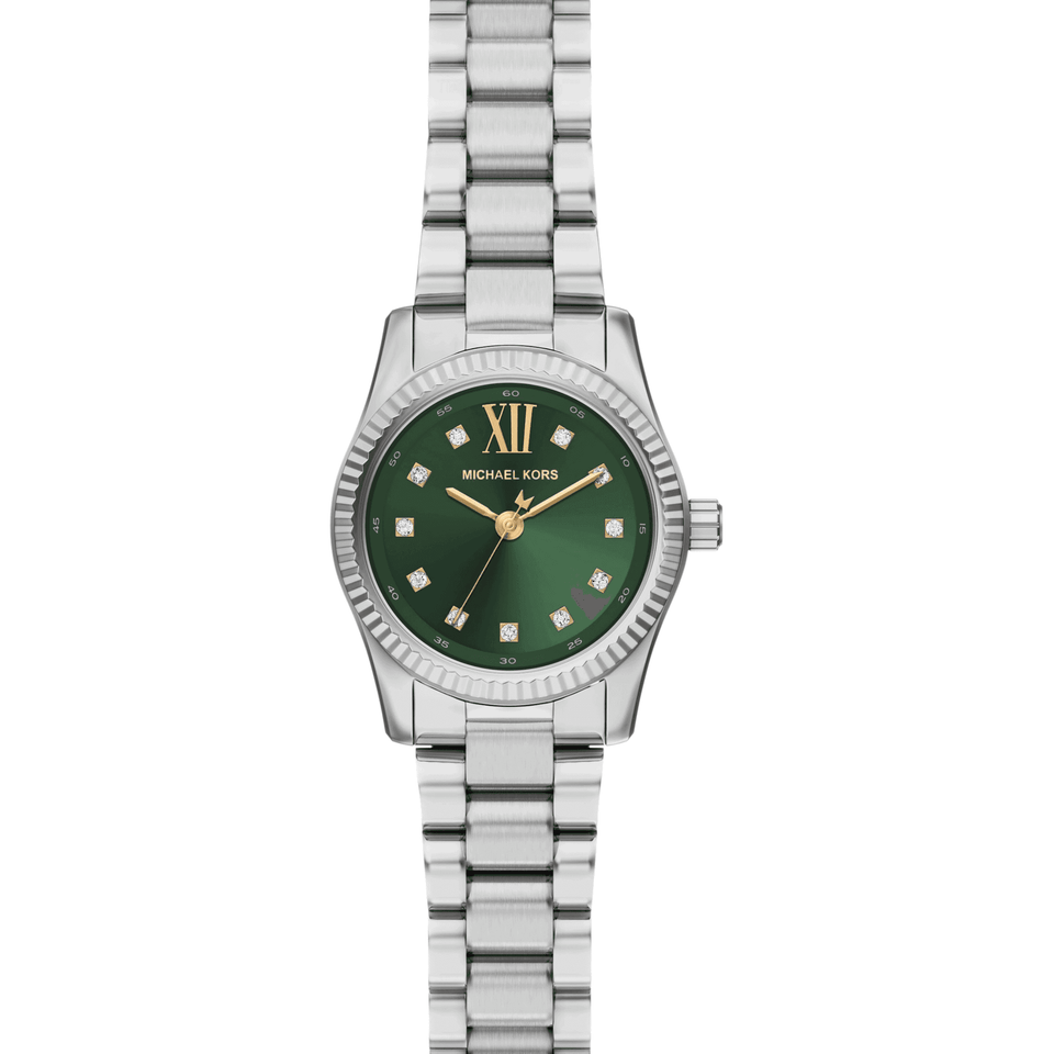 Michael Kors Ladies Lexington Stone Set Green Dial Bracelet Watch