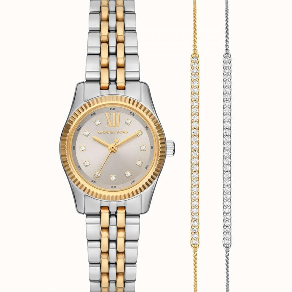 Michael Kors Ladies Lexington Two Tone Watch & Bracelets Set