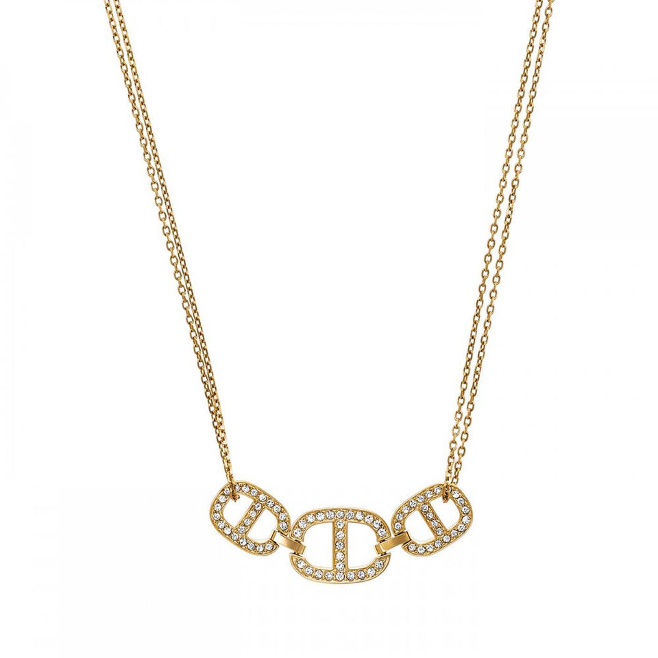Michael Kors Ladies Maritime Gold Plated Interlocking Necklace