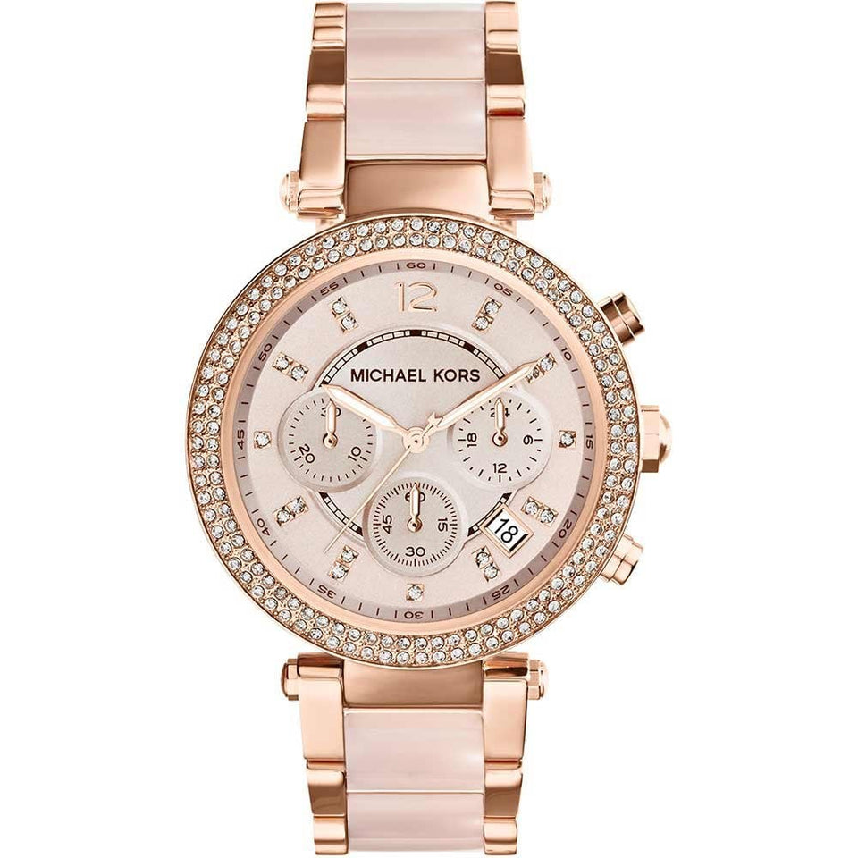 Michael Kors Ladies Parker 39mm Rose Gold Plated Chronograph Watch