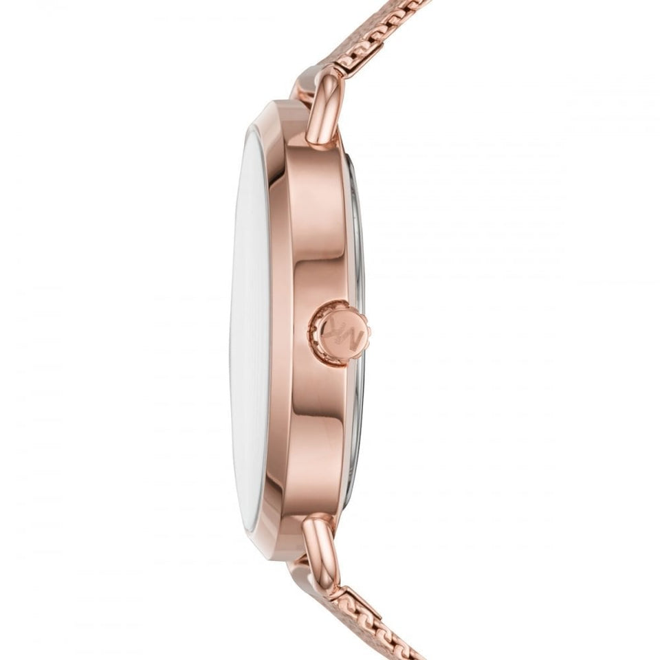 Michael Kors Ladies Portia 37mm Stone Set Rose Gold Mesh Bracelet Watch