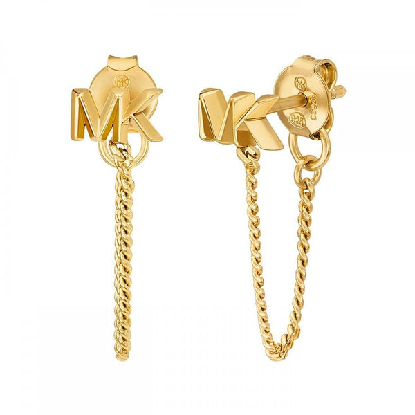 Michael Kors Ladies Premium Gold Plated Drop Chain Earrings