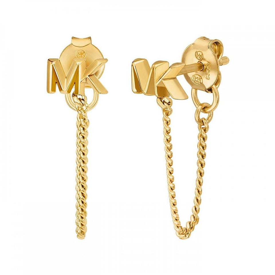 Michael Kors Ladies Premium Gold Plated Drop Chain Earrings