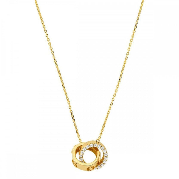 Michael Kors Ladies Premium Gold Plated Interlocking Circles Necklace