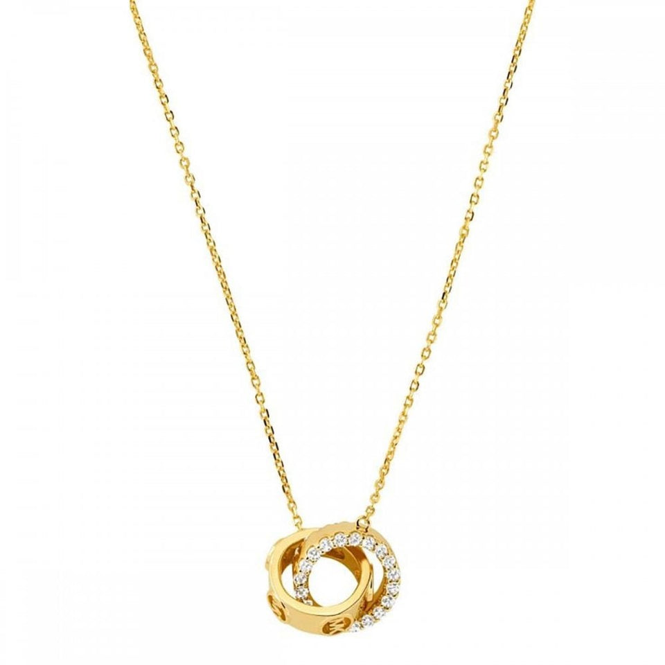 Michael Kors Ladies Premium Gold Plated Interlocking Circles Necklace