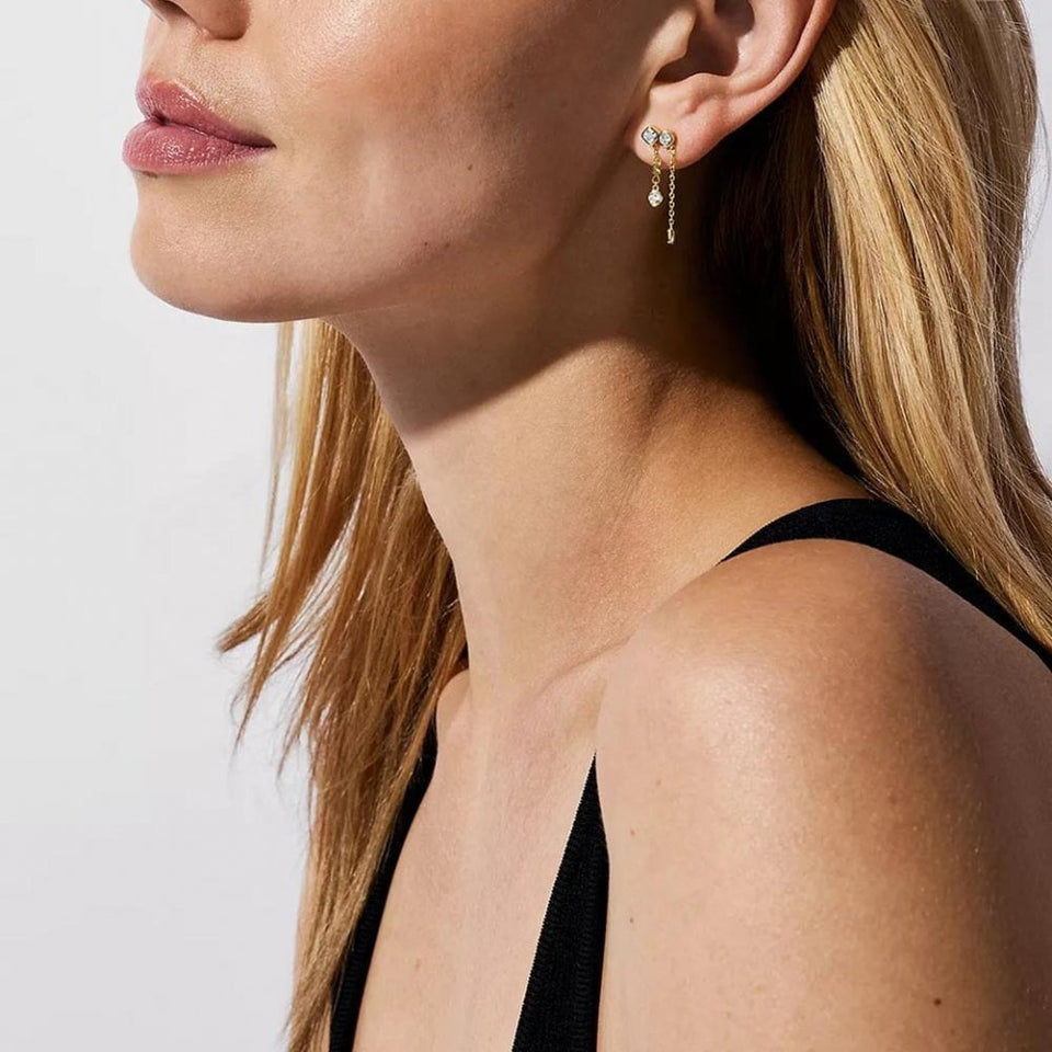 Michael Kors Ladies Premium Gold Plated Stone Set Drop Earrings