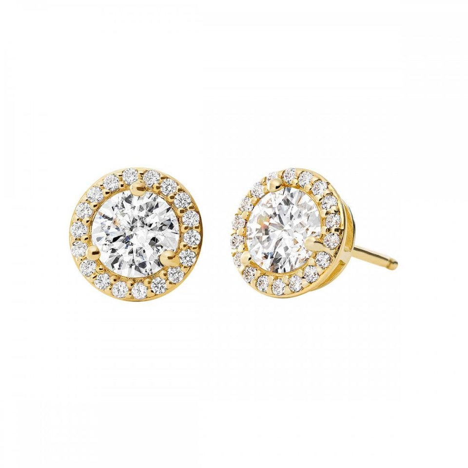 Michael Kors Ladies Premium Gold Plated Stone Set Halo Stud Earrings