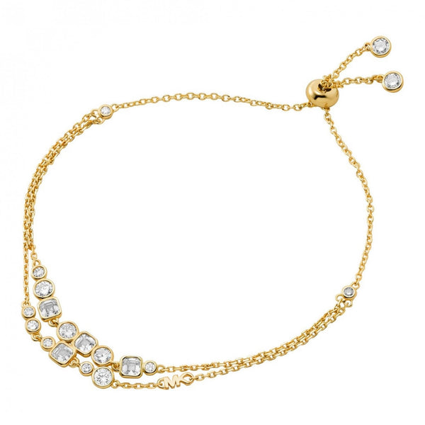 Michael Kors Ladies Premium Gold Plated Stone Set Layered Slider Bracelet