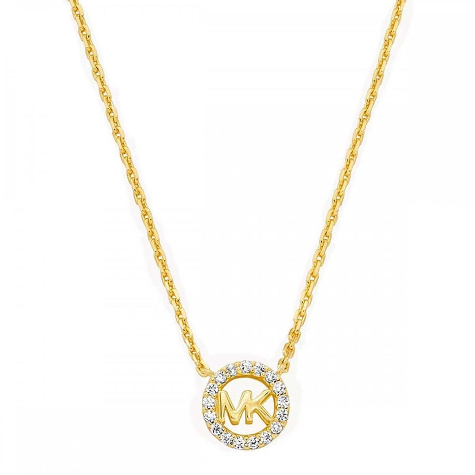 Michael Kors Ladies Premium Gold Plated Stone Set MK Necklace
