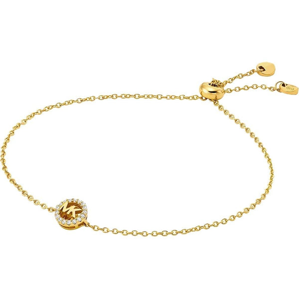 Michael Kors Ladies Premium Gold Plated Stone Set MK Slider Bracelet