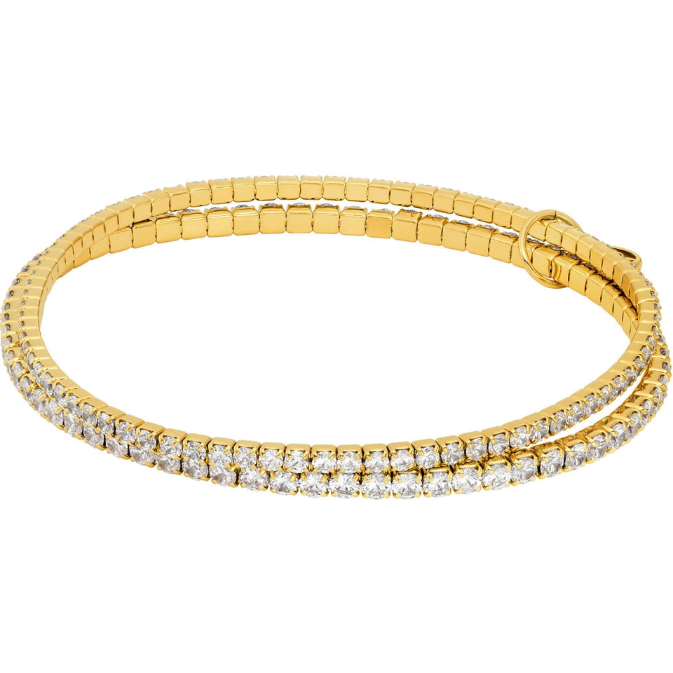 Michael Kors Ladies Premium Gold Tone Stone Set Double Tennis Bracelet