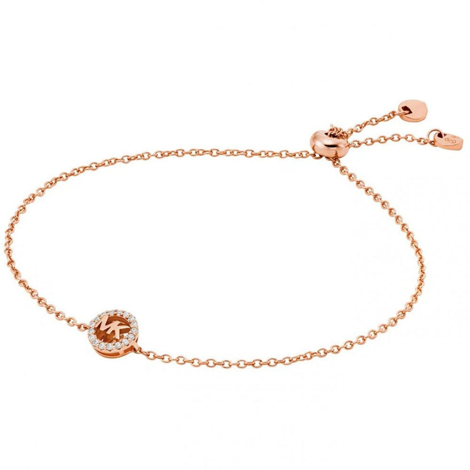 Michael Kors Ladies Premium Rose Plated Stone Set MK Slider Bracelet