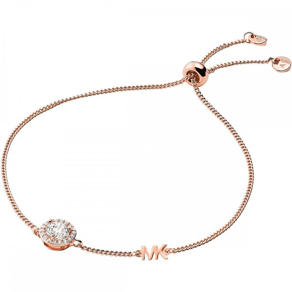 Michael Kors Ladies Premium Rose Plated Stone Set Slider Bracelet