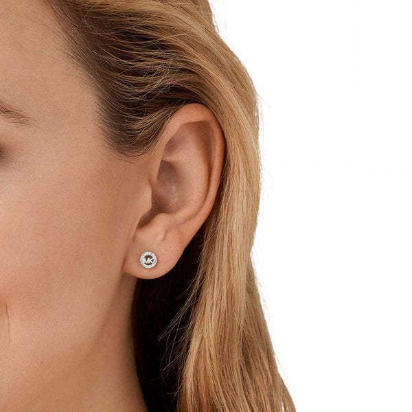 Michael Kors Ladies Premium Round Stone Set MK Stud Earrings