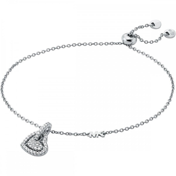 Michael Kors Ladies Premium Stone Set Drop Heart Slider Bracelet
