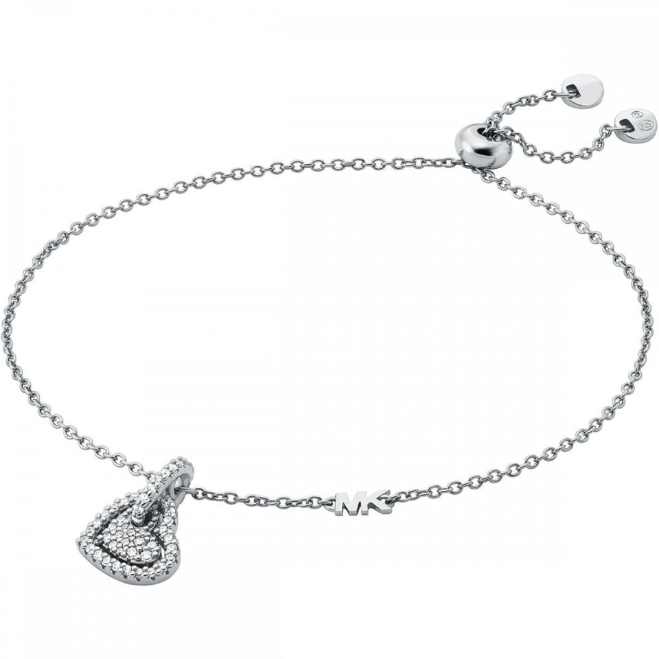 Michael Kors Ladies Premium Stone Set Drop Heart Slider Bracelet
