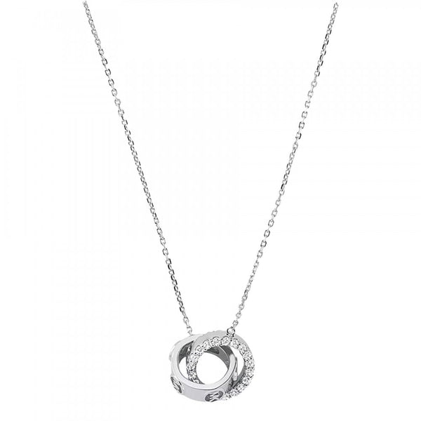 Michael Kors Ladies Premium Stone Set Interlocking Circles Necklace