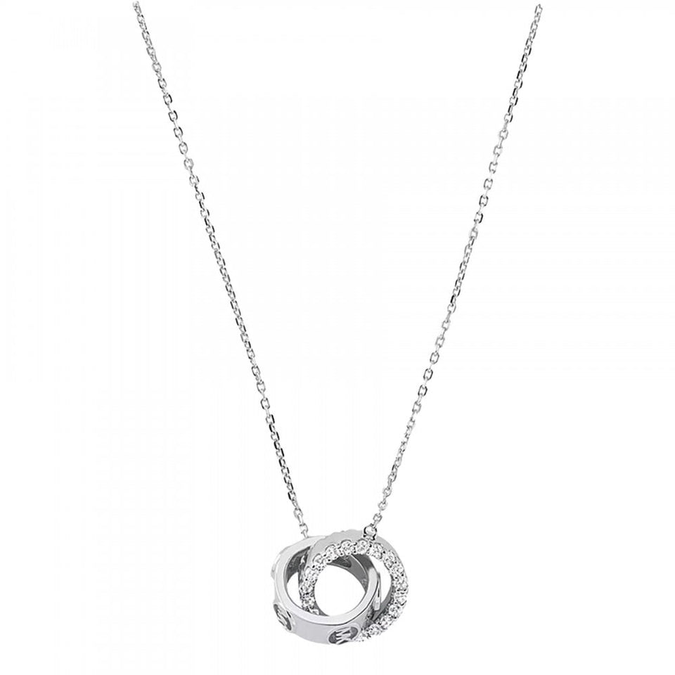 Michael Kors Ladies Premium Stone Set Interlocking Circles Necklace