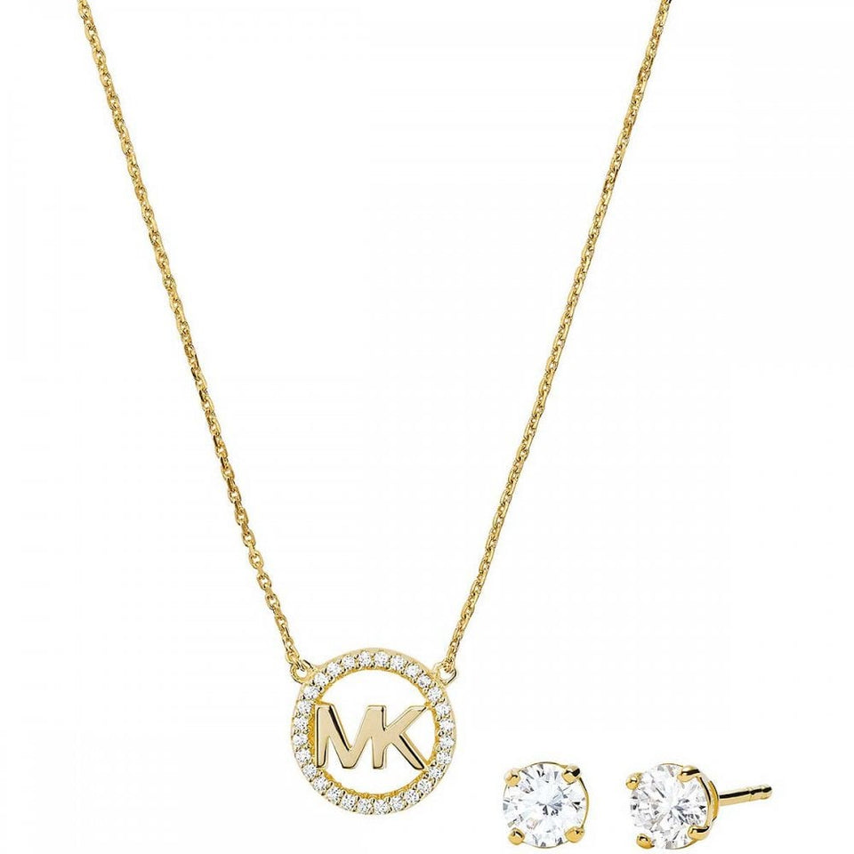 Michael Kors Ladies Premium Stone Set MK Necklace & Stud Gift Set
