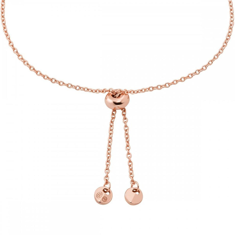 Michael Kors Ladies Premium Stone Set Rose Gold Drop Heart Slider Bracelet