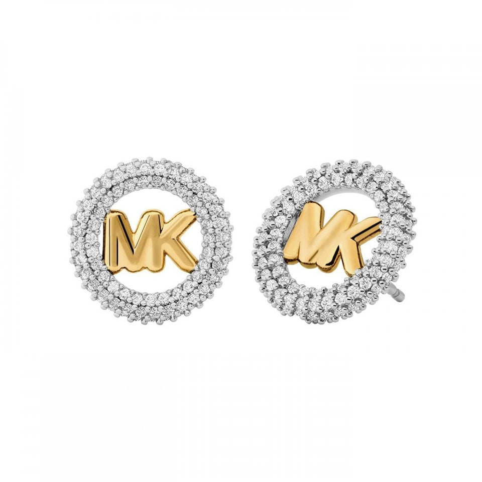Michael Kors Ladies Premium Two Tone 'MK' Stud Earrings