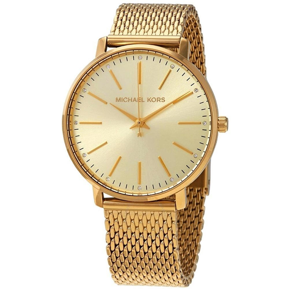 Michael Kors Ladies Pyper Gold Toned Mesh Bracelet Watch
