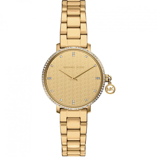 Michael Kors Ladies Pyper Stone Set 32mm Gold Toned Bracelet Watch