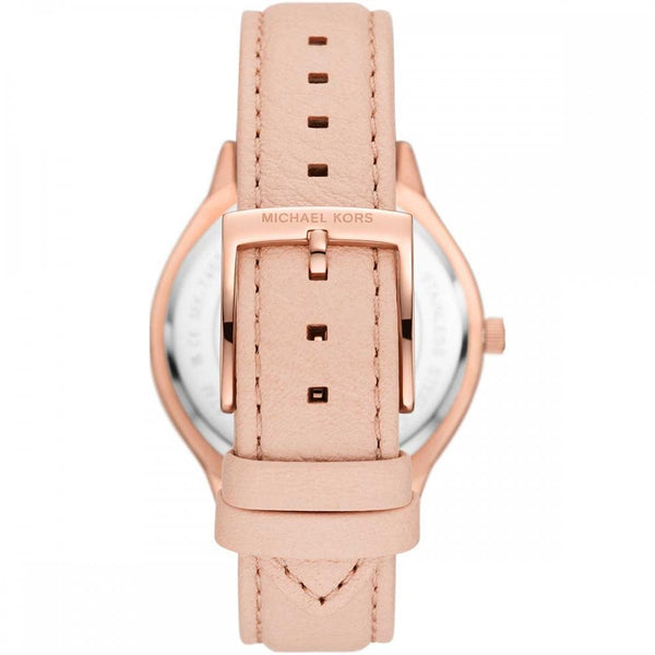 Michael Kors Ladies Slim Runway 38mm Rose Gold Leather Strap Watch