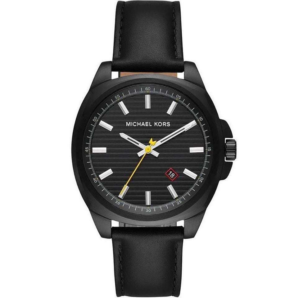 Michael Kors Men's Bryson 42mm Black Dial Leather Strap Watch