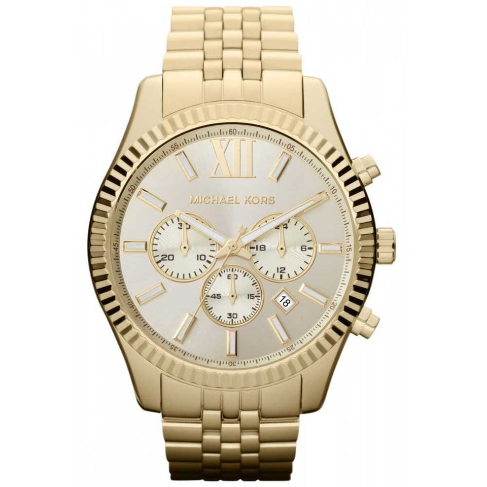 Michael Kors Men's Lexington 44mm Gold Plated Chronograph Watch