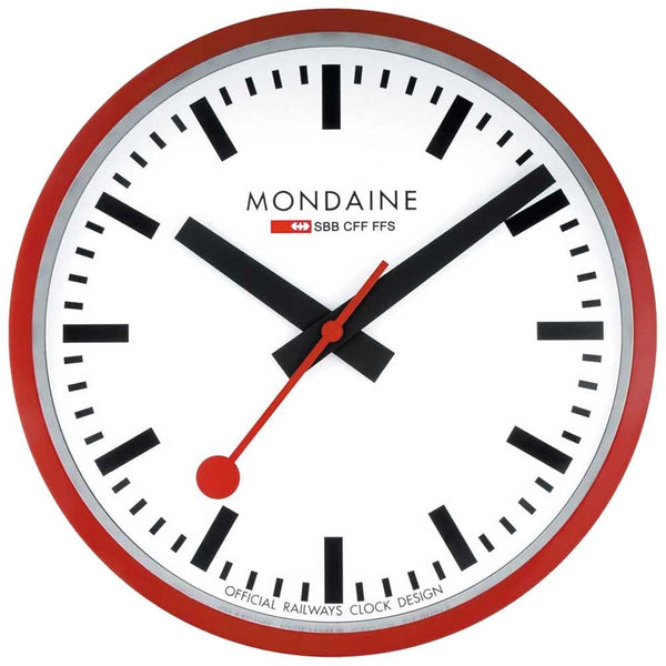 Mondaine Aluminium Red Wall Clock, 25cm