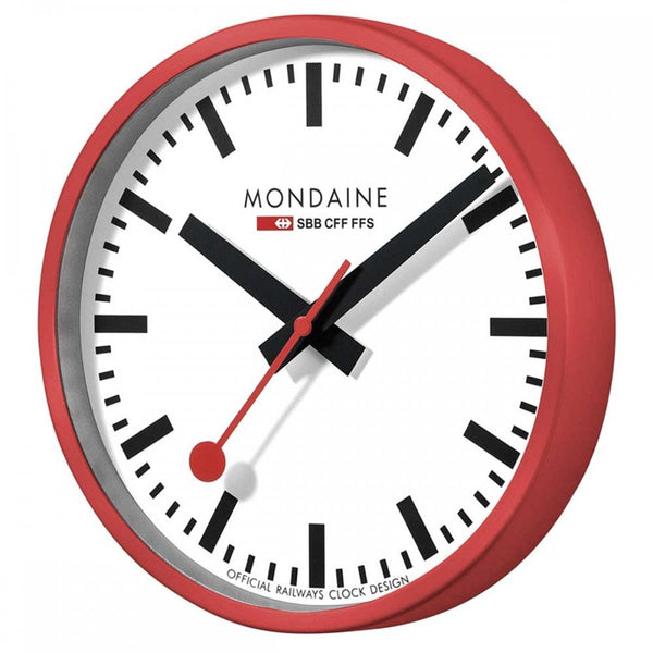 Mondaine Aluminium Red Wall Clock, 25cm