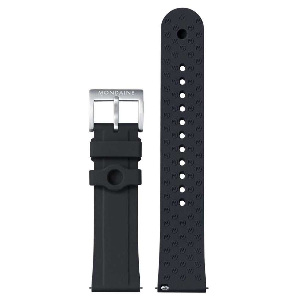 Mondaine Brushed Black 22mm Silicone Strap