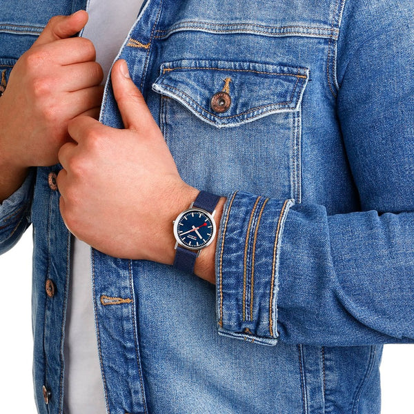 Mondaine Classic 36mm Deepest Blue Dial Watch