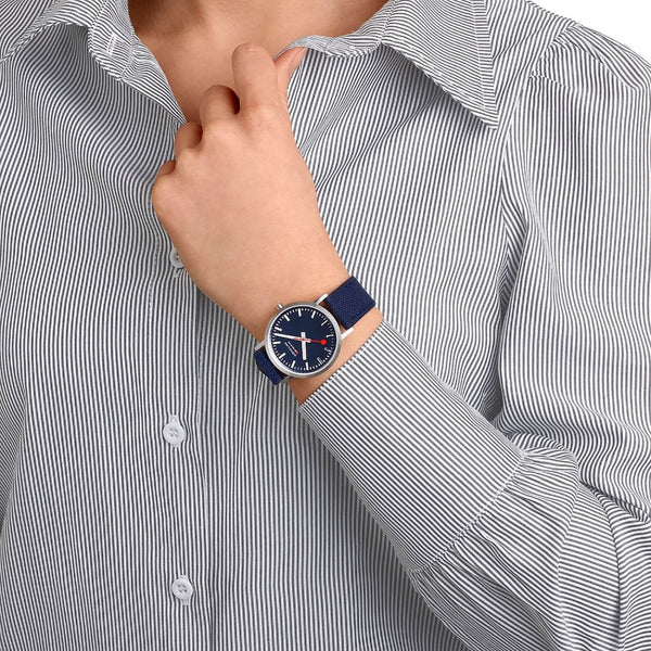 Mondaine Classic 36mm Deepest Blue Dial Watch